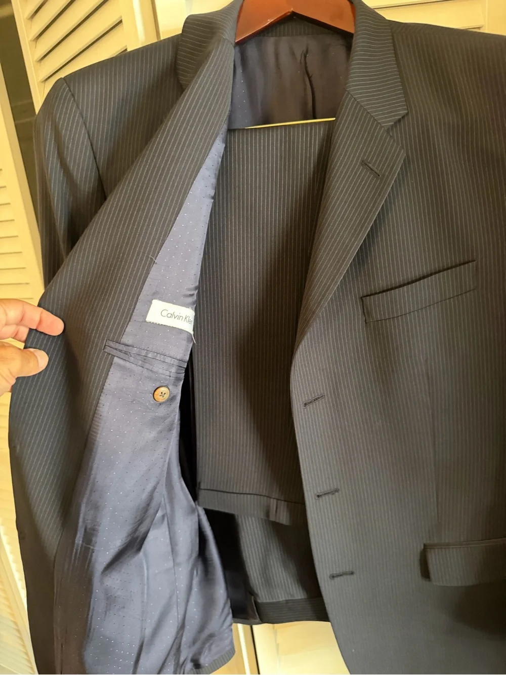 Calvin Klein Men's Navy Pinstripe Suit Jacket